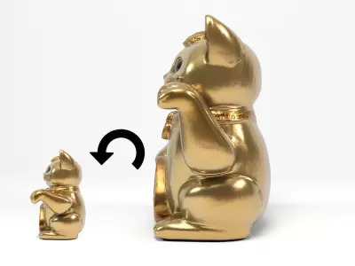 Chinese cat figure Low-poly 3D model