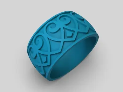 design Women ring with ornament 3dm stl 3D print model Free 3D print model