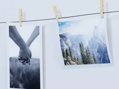 Ribbon Hung Pictures Low-poly 3D model