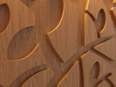 Decorative Wooden Wall Model 15 Low-poly 3D model
