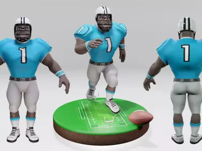 American Football Touchdown Character 03A Low-poly 3D model