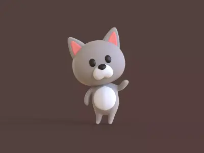 Little Funny Wolf Animated  Low-poly 3D model