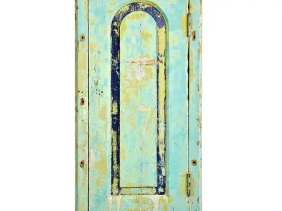 Vintage Wood Shutter Door Mirror 2 3D model