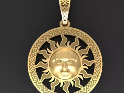 Sun face pendant Sun with a face  3D print model