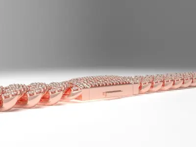 Cuban Link Chain Diamond Bracelet or Neckla 3D print model