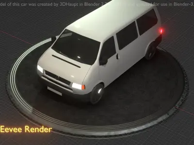 City Car 18 Utility Vehicles Minibus Type C White  Low-poly 3D model