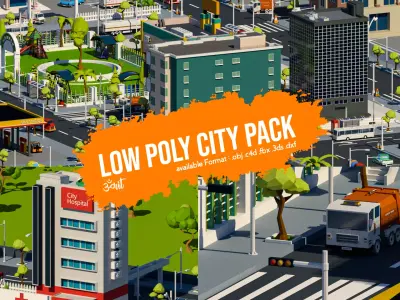3D Low Poly City pack Low-poly 3D model