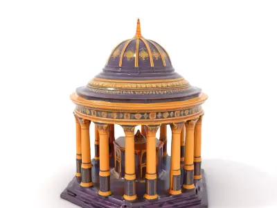 Ornate Golden Pavilion model pack Low-poly 3D model