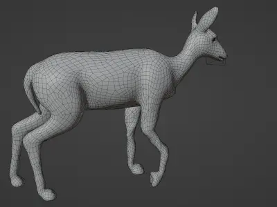 white doe animated Low-poly 3D model