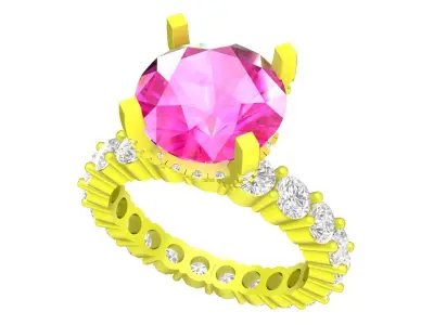 A7338 Luxury Diamond Eternity Engagement Ring 3D Model 3D print model
