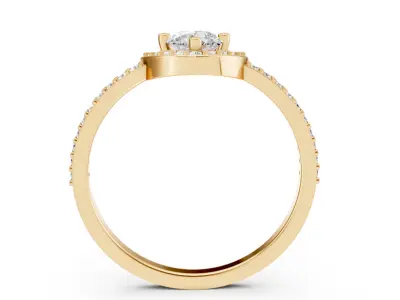 Anel Solitario Pontinha Cravejada Impressao 3D e fundicao 3D print model