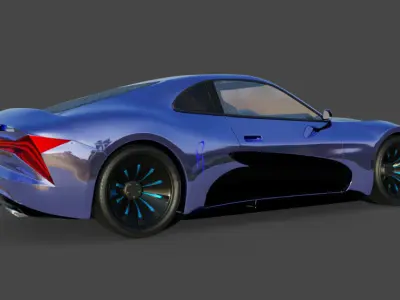 Futuristic black silver and blue concept car 3D model