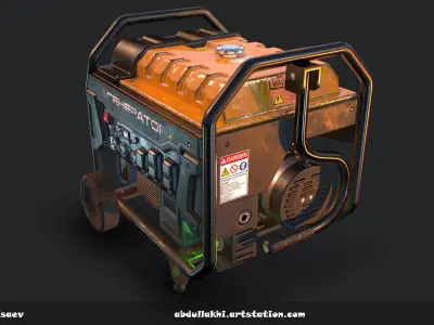 Used Gas portable generator Low-poly 3D model