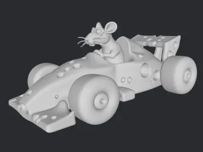 cheese f1 car and mouse 3D print model
