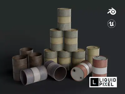 Oil drum Low-poly 3D model