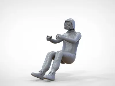 N6 Sitting Race Driver with NHRA Racing Helmet 3D print model