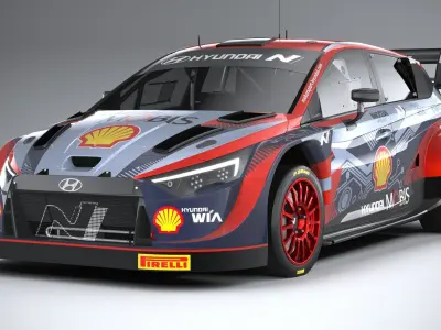 Hyundai i20 N WRC Rally1 2022 lowpoly 3D model