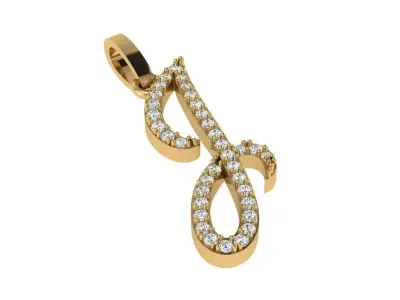 J letter pendant unisex 3D print model