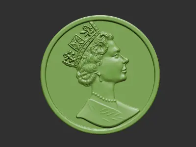 Elizabeth coin with face of queen 3D print model