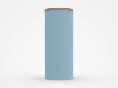 Blue Round Trash Bin With Brown Top 3D model