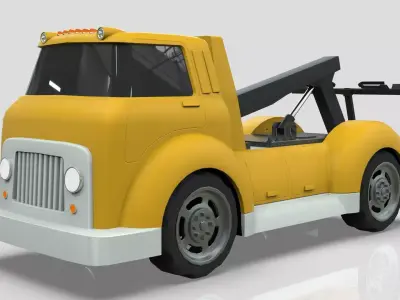 Wrecker Tow Truck Cartoon Vehicle Low-poly 3D model