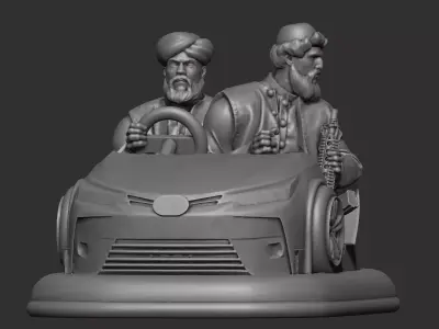 Eastern warrior and car 3D print model