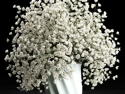 Bouquet of white flowers in a vase for decoration 107 3D model