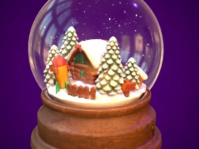  Snowglobe Christmas Low-poly 3D model