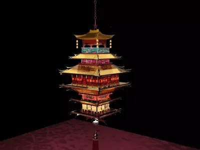 Chinese palace house lantern  3D model purchase