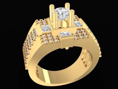 Luxury Multi Layer Square Diamond Ring for Men  2281 3D print model