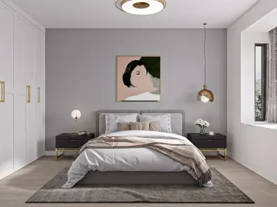 Modern light luxury bedroom 3D model 3D model