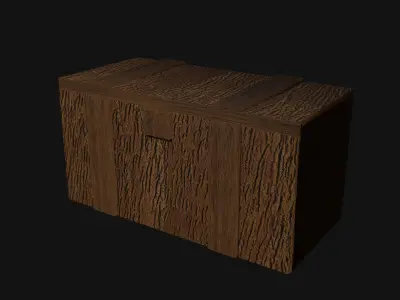 Wooden village box Chest Game Ready Low-poly 3D model