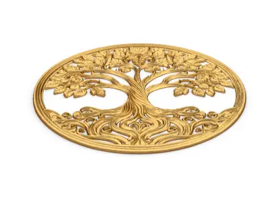 decor set wall panel wall tree relief mural CNC 50 3D model