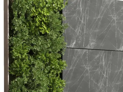 Vertical Wall Garden With Wooden frame - wall garden set 74 3D model