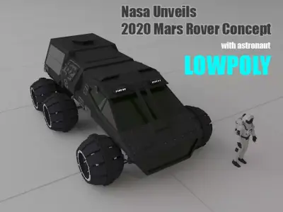 NASA Mars Rover Concept With Astronaut LowPoly Model 3D model