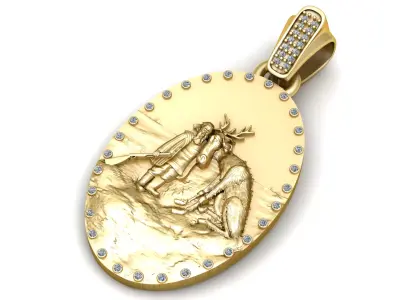 Hunter and Deer Scene Pendant 3D Printable MODEL  3D print model