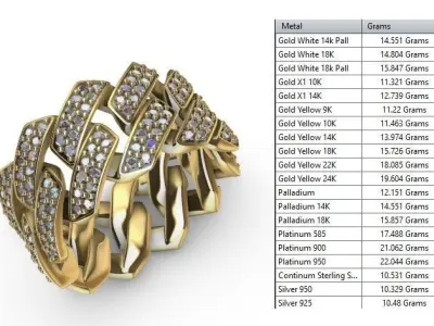 CUBAN RING SQUARE SIZE 8 USA 3D print model