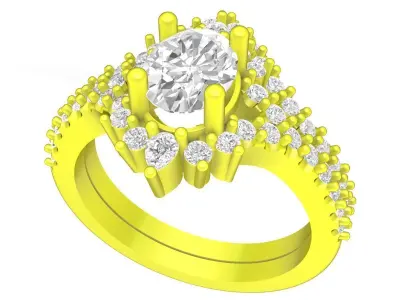 A7561 Luxury Korean Style Diamond Women Ring 3D print model