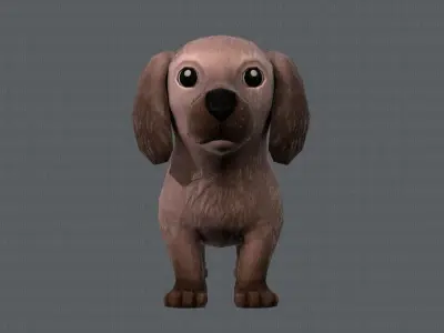 Dog base cartoonV02 Low-poly 3D model