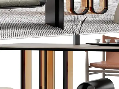 table Modern chair combination tea 3D model