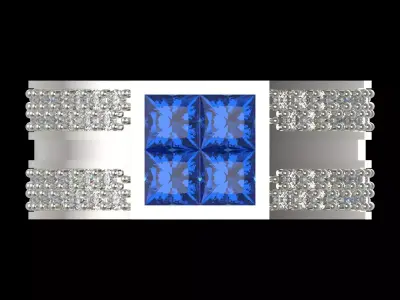 Men White Gold Sapphire and Diamond 3dm stl Ring Model mr0259 3D print model