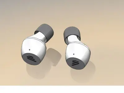 A pair of Bluetooth headsets modeled using SOLIDWORKS 3D print model