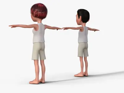 Cartoon Boy and Girl 3D Model 3D model