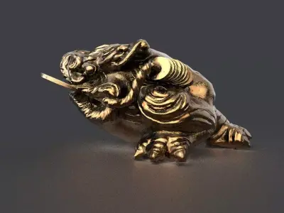 temple money frog Low-poly 3D model