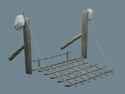 Low-Poly Trap wooden obstacle course Low-poly 3D model