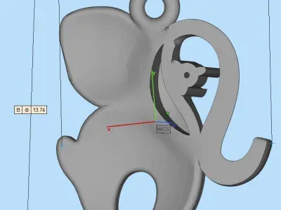 baby elephant pendant 3D print model