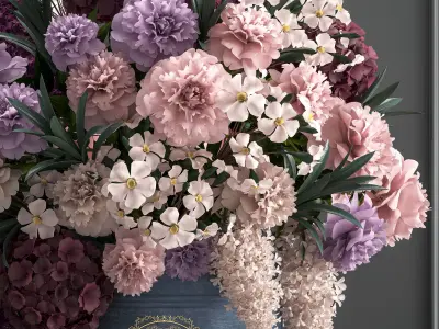 bouquet of flowers in a gift box 3D model