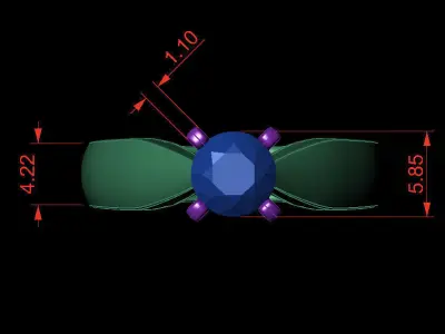 Round 0-75-CT Quarter Round Profile Shank Width 3-75mm 3D print model