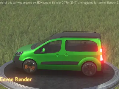 City Car 51 Utility Vehicles Van Type-D Green Low-poly 3D model