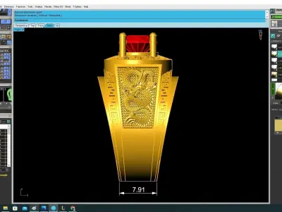 Luxury Rectangular Red Gemstone Ring for Men 3724 3D print model